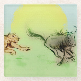 ガラスカラフルコースターの野生の動物の素晴らし追跡 ガラスコースター