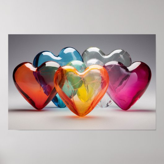 ガラスカラフルハート ポスター (正面)