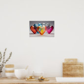 ガラスカラフルハート ポスター (キッチン)