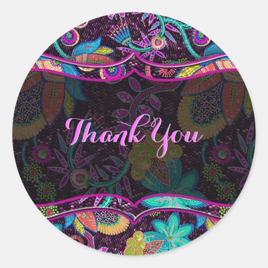 ガラスカラフルビーズはフローラルパターン ラウンドシール (正面)