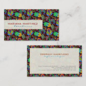 ガラスカラフルビーズルックレトロフローラデザイン2 名刺 (正面/裏面)