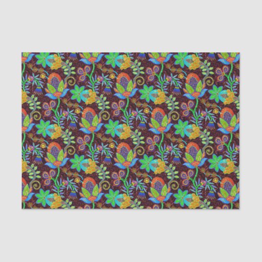 ガラスカラフルビーズルックレトロフローラデザイン2b 薄葉紙 (正面)