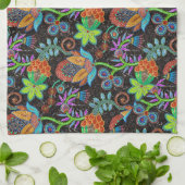 ガラスカラフルビーズルックレトロフローラデザイン キッチンタオル (折り畳み)