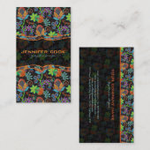 ガラスカラフルビーズルックレトロフローラデザイン 名刺 (正面/裏面)