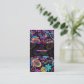 ガラスカラフルビーズルックレトロフローラデザイン 名刺 (スタンド正面)