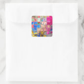 ガラスカラフルブロックのテクスチャ スクエアシール (バッグ)