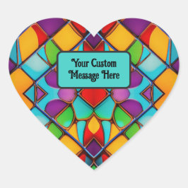 ガラスカラフル窓：愛/信仰のメッセージを追加 ハートシール