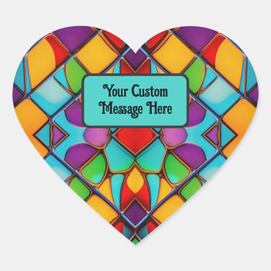 ガラスカラフル窓：愛/信仰のメッセージを追加 ハートシール (正面)
