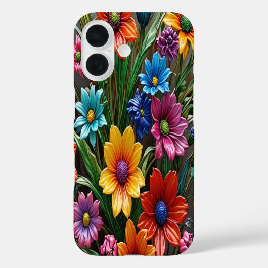 ガラスカラフル花#1 - iPhone 16ケース Case-Mate iPhoneケース (裏面)