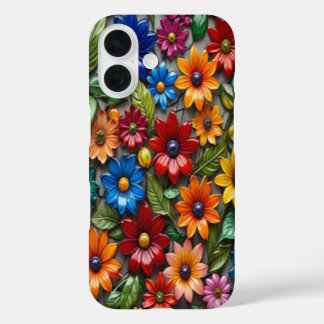 ガラスカラフル花#3 - iPhoneケース iPhone 16ケース