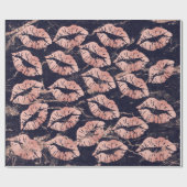 ガラスキスリップメイクアップ赤面ピンクローズ金ゴールド大理石 ラッピングペーパー (フラット)