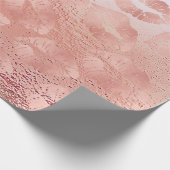 ガラスキスリップメイクアップ赤面ピンクローズ金ゴールド ラッピングペーパー (角)