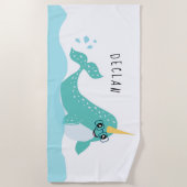 ガラスクールマンガ付きナール北極鯨 ビーチタオル (正面)