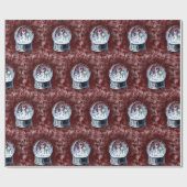 ガラスグローブ雪だるまクリスマスラッピング紙 ラッピングペーパー (フラット)