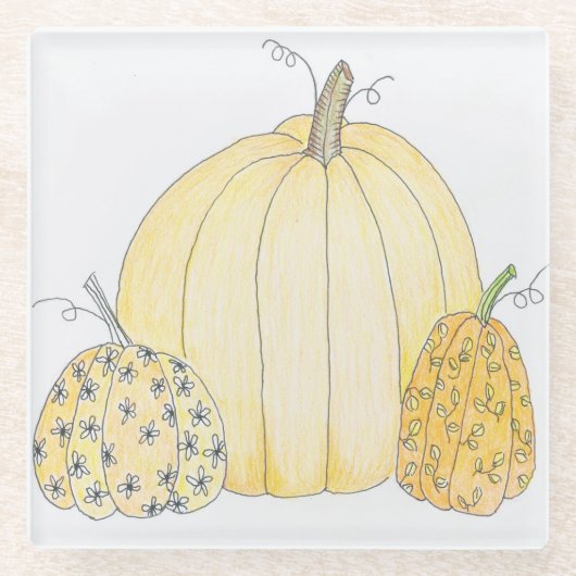 ガラスコアスターパンプキントリオ ガラスコースター (正面)