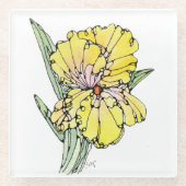 ガラスコアスター – イエローアイリス ガラスコースター (正面)