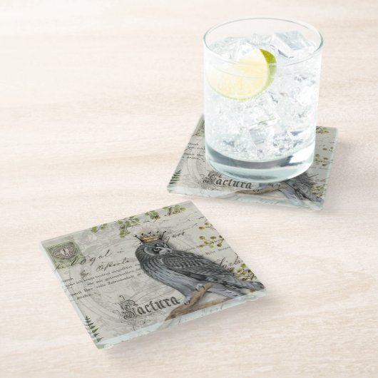 ガラスコアスター – キング《鳥》ハヤブサ ガラスコースター (アングル)