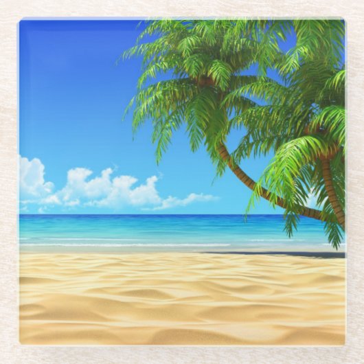 ガラスコアスター – トロピカルビーチ ガラスコースター (正面)