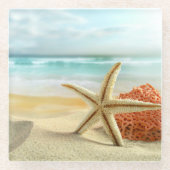 ガラスコアスター – ビーチヒトデ ガラスコースター (正面)