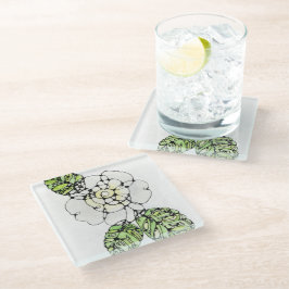 ガラスコアスター – ホワイトガーデニア ガラスコースター