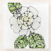 ガラスコアスター – ホワイトガーデニア ガラスコースター (正面)