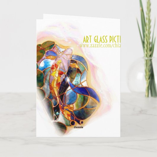 ガラスコイの魚は挨拶状の垂直感謝していしています サンキューカード (裏面)