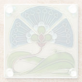 ガラスコースター – アールヌーボーフローラデザイン (裏面)