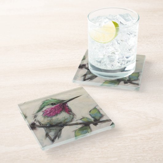 ガラスコースター – ハミングバード (アングル)