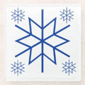 ガラスコースター – ブルースノーフレーク (正面)