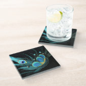 ガラスコースター/マジェスティックピーコック/コースター ガラスコースター (アングル)