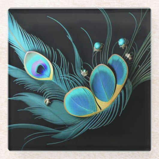 ガラスコースター/マジェスティックピーコック/コースター ガラスコースター (正面)