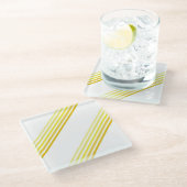 ガラスコースター – 黄色対角線の色ストライプ色 (アングル)