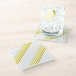 ガラスコースター – 黄色対角線の色ストライプ色