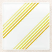 ガラスコースター – 黄色対角線の色ストライプ色 (正面)