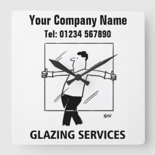 ガラスサービスの漫画の時計 スクエア壁時計