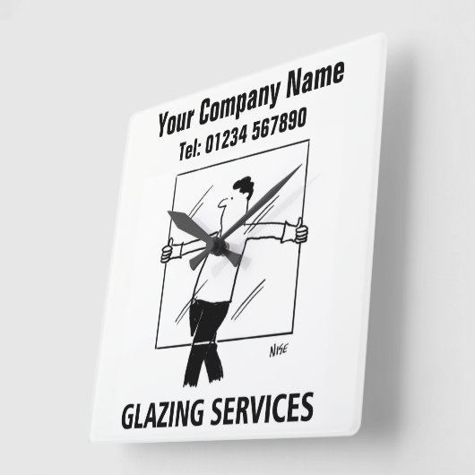 ガラスサービスの漫画の時計 スクエア壁時計 (傾斜)