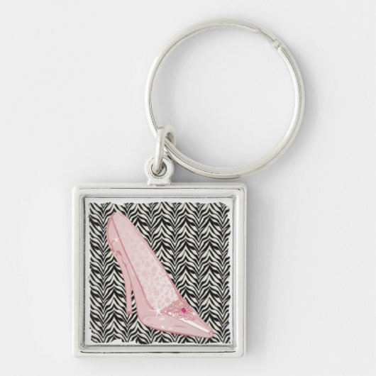 ガラススリッパのシマウマKeychain キーホルダー (正面)