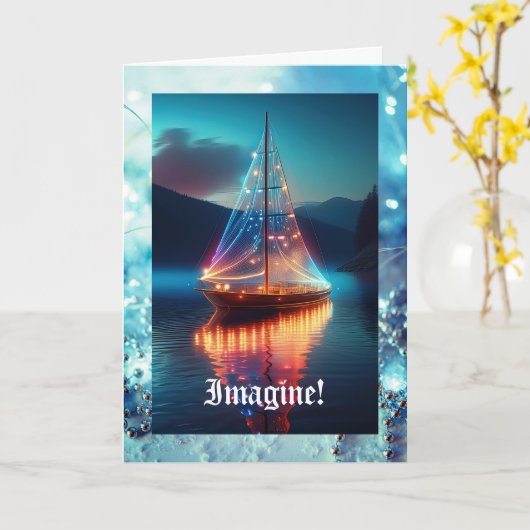 ガラスセーリングボート誕生日カード カード (黄色い花)