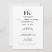 ガラスタイリッシュイベントカスタムロゴ写真白黒白 招待状 (正面)