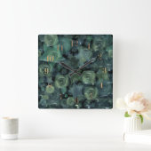 ガラスタイル3Dの液体のバラおよび星 スクエア壁時計 (ホーム)