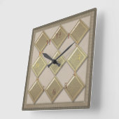 ガラスタイル3Dベージュ色 スクエア壁時計 (傾斜)