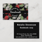 ガラスタイル3D液体さくらんぼと花開花花 名刺 (正面/裏面)