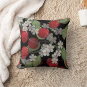 ガラスタイル3D液体さくらんぼと花開花 クッション (ブランケット)