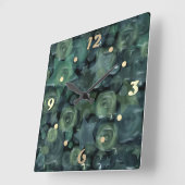 ガラスタイル3D液体バラと星 スクエア壁時計 (傾斜)