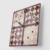 ガラスタイル3D紫色 スクエア壁時計 (傾斜)