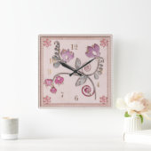 ガラスタイル スクエア壁時計 (ホーム)