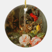 ガラスドームのぶんぶんいう鳥が付いている静物画 セラミックオーナメント (裏面)