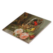 ガラスドームのぶんぶんいう鳥が付いている静物画 タイル (側面)