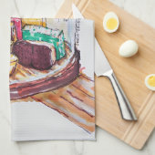 ガラスドーム下のデザート キッチンタオル (四つ折り)