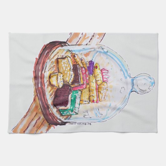 ガラスドーム下のデザート キッチンタオル (横)